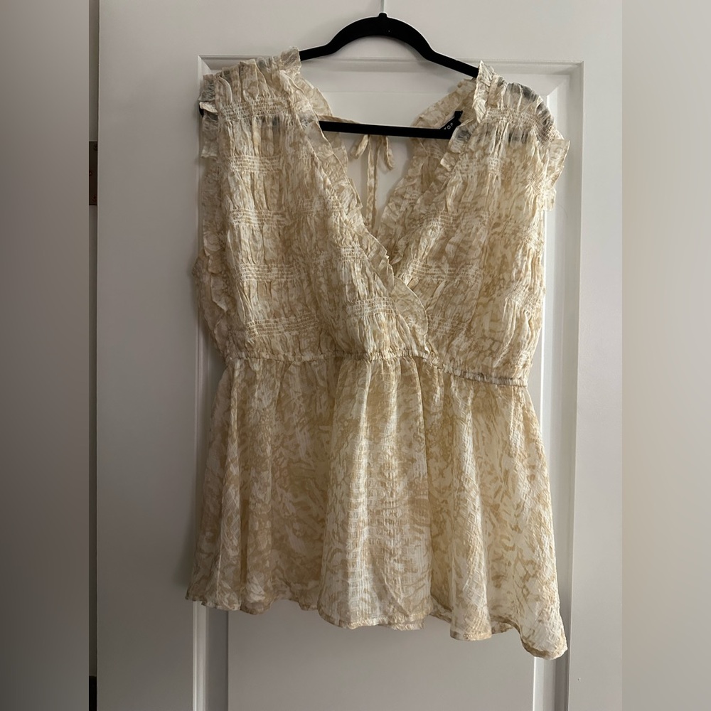torrid Cream Floral Lace Peplum Wrap Top